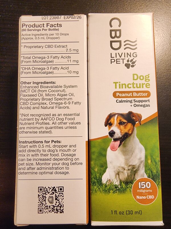 150mg Dog Tincture Drops (Peanut Butter flavor) - Image 3