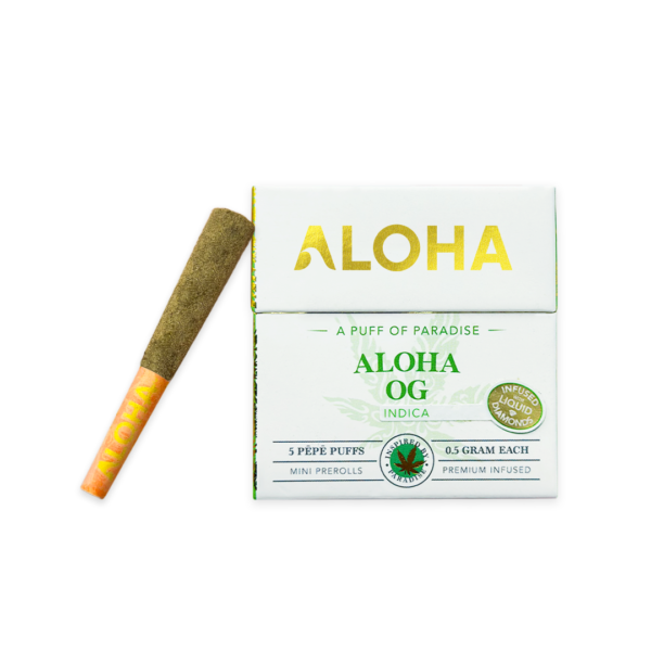 5 Infused .5g Premium Aloha OG Pre-rolls (2.5 grams and .5 concentrate)(Indica)