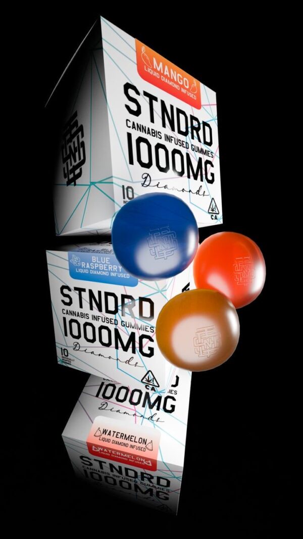 (NEW) Stndrd Liquid Diamond 1000mg Blue Raz Indica Gummy Box - Image 2