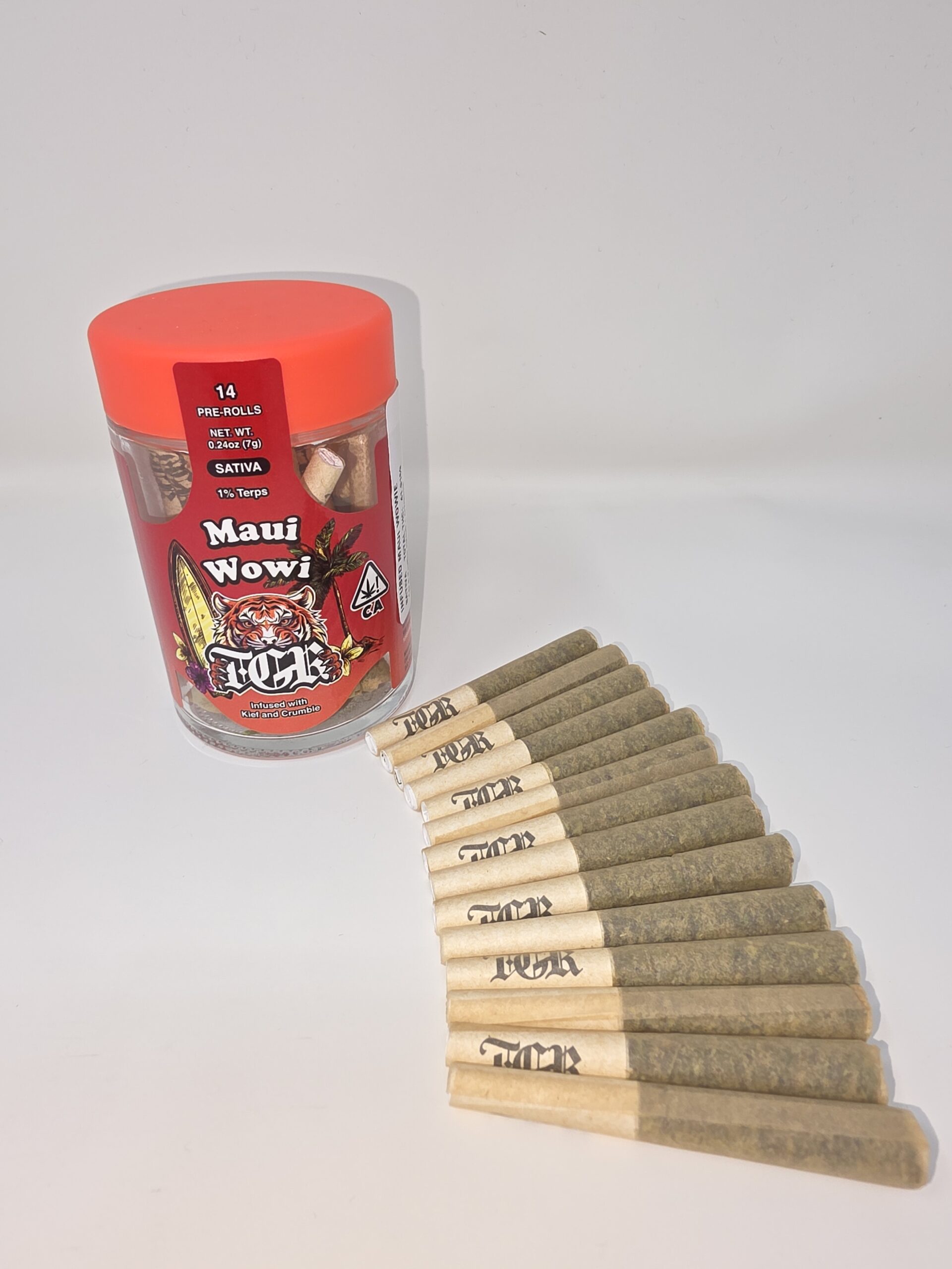 TGR infused prerolls - Maui Wowie 14 pack 7g Jar