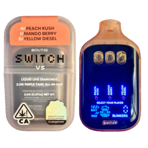 – Peach Kush x Mango Berry x Yellow Diesel – New 2g Boutiq Switch V5 3 Flavor Disposable(H x I x S)