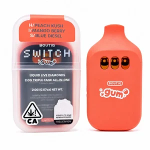 – Peach Kush x Mango Berry x Blue Diesel – New 2g Boutiq Switch V5 3 Flavor Disposable(H x I x S)